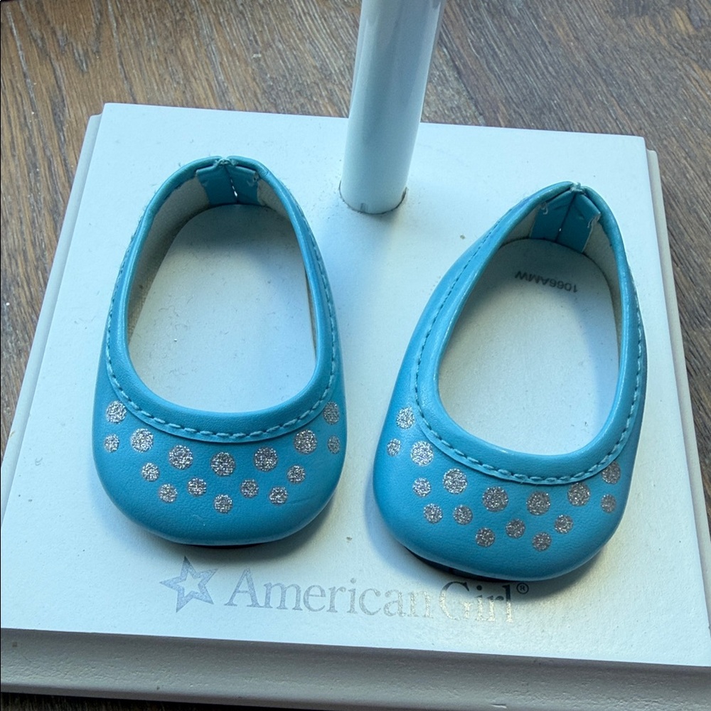 American Girl Doll Outfit, Floral Watercolor Tank Dress with Teal Ballet Flats - Picture 4 of 4
